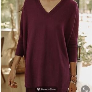 Pure J. Jill Oversized V-Neck Sweater – Size Large Petite – Currant – EUC